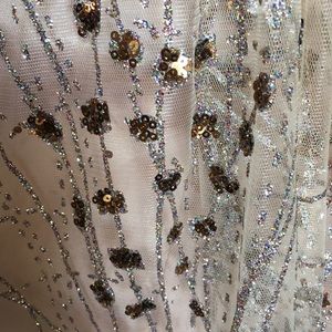 luminous night taupe glitter sequin maxi dress